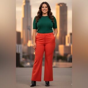 NWT Anthropologie Maeve 18W Plus Bright Red Full-Length Flare The Colette Pants